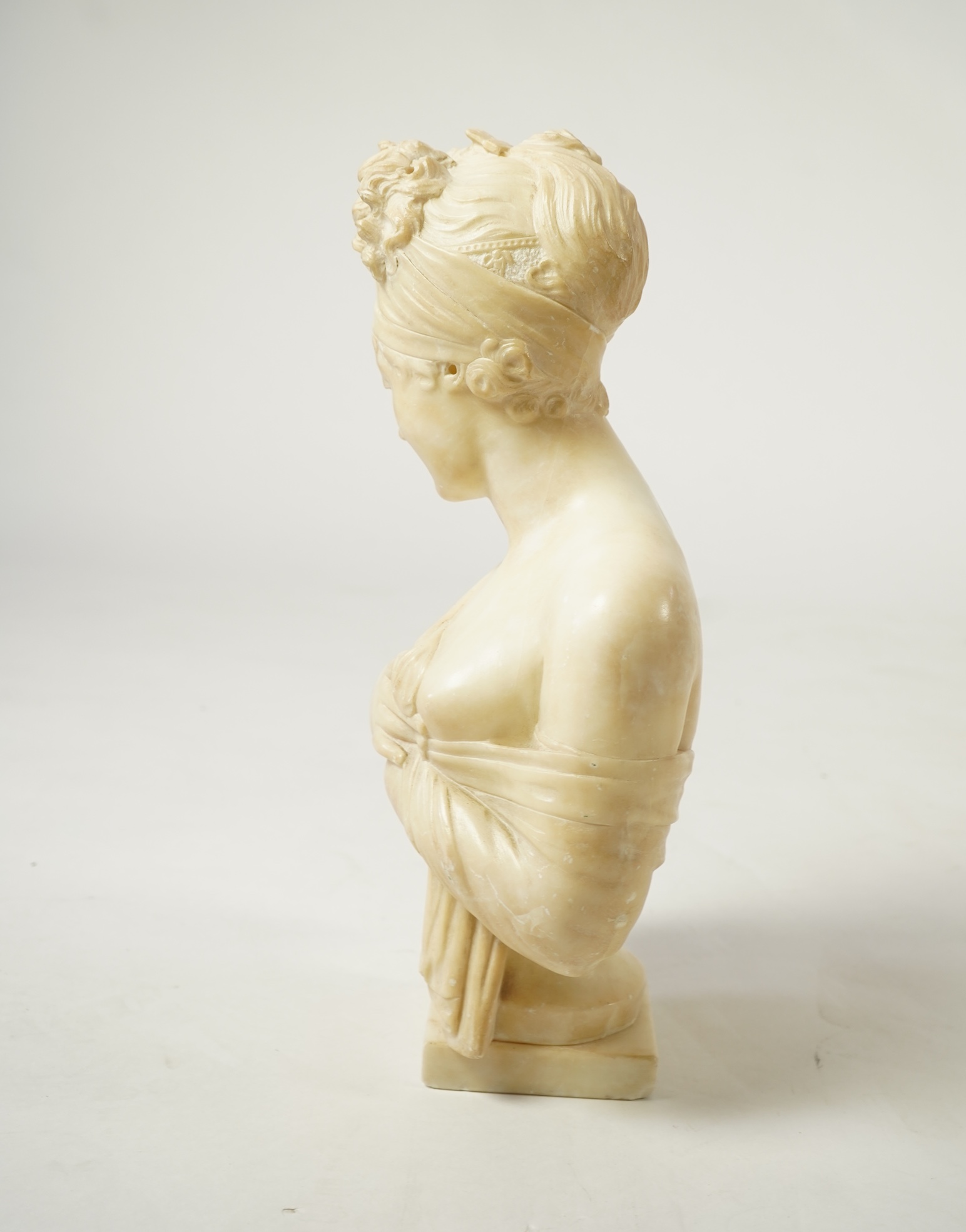 After Joseph Chinard, an alabaster bust of Madame Recamier, late 19th century